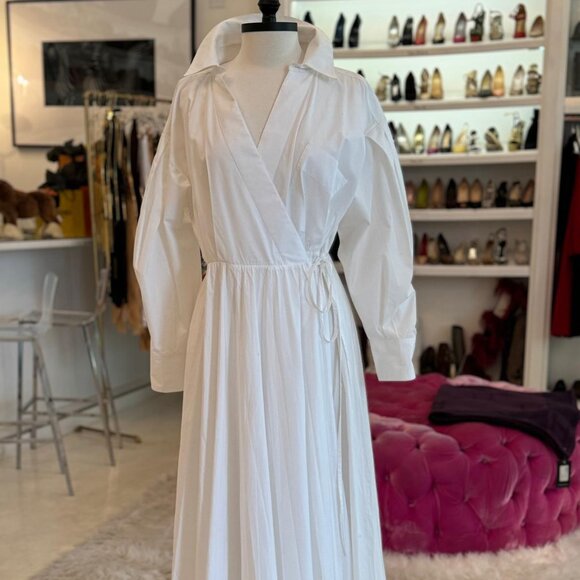 VALENTINO, White Collared Wrap Dress - Picture 1 of 9